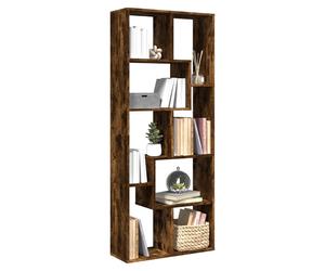 Bookcase Freestanding Smoked Oak Engineered Wood 67x25x161.5cm Modern 8 Shelves