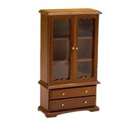 Bookcase Furniture - 3-Tier Miniature Display Shelf, Wooden Bookcase, Three Tier Wooden Display Case, Mini Bookcase with Double Door, Realistic Living Room Craft Accessory