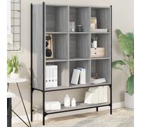 Bookcase Grey Sonoma 102x30x141.5 cm Engineered Wood & Steel 9 Shelves Storage