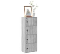 Bookcase Grey Sonoma 40x24x102 cm Engineered Wood 4-Shelf Cabinet with Door Slim