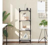 Bookcase Grey Sonoma 40x30x120cm Engineered Wood & Metal 4-Tier Slim Shelf Unit