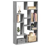 Bookcase Grey Sonoma 72x20x120.5 cm Engineered Wood 8-Compartment Modern Shelf