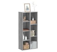 Bookcase Grey Sonoma Engineered Wood 7-Shelf 50x25x105 cm Modern Storage Slim A