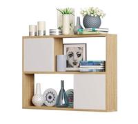 Bookcase Hanging Wall Four Grids Bookcase, Wooden with Cabinet Door Bedroom Organizer Shelf, Kitchen Living Room Storage Rack(L120xW24xH65 cm)