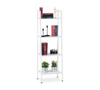 Bookcase Ladder Shelf Freestanding Rack Industrial Storage Unit 4 Tiers 7.3 kg