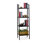 Bookcase Ladder Shelf Freestanding Rack Industrial Storage Unit 4 Tiers 7.3 kg