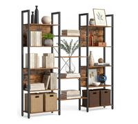 Relaxdays Industrial Bookshelf, 14 Shelves, Wood Look, Metal Frame, HWD: 166 x 158 x 24 cm, Vintage Brown