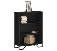 Bookcase Modern 3 Open Compartments 80 x 31 x 106 cm Black Engineered Wood Metal