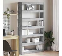 Bookcase Modern Engineered Wood Concrete Grey 100x30x198cm 6-Shelf Tall Unit Pro