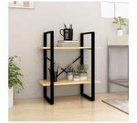 Bookcase Natural 60x30x70 cm Engineered Wood Metal 2-Tier Display Shelf HomeUse