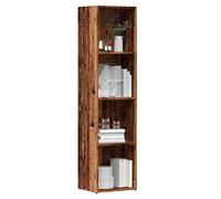 Bookcase Old Wood 36x30x143 cm Engineered Wood 3-Tier Slim Display Shelf Anchor