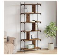 Bookcase Old wood 76x32x192cm Engineered Wood 5-Shelf Metal Frame Storage Living