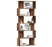 Bookcase Old Wood 80x24x192 cm Engineered Wood Slim Staggered Display Organizer