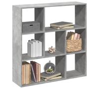 Bookcase Room Divider Concrete Grey Engineered Wood 102x29x103.5cm 7Compartments