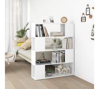Bookcase Room Divider White Engineered Wood 100x24x124cm 4-Shelf Tall Storage UK