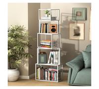 Bookcase Shelving Unit, 4-Tier Industrial Storage Shelf with Steel Frame, Corner Display Bookshelf for Home Décor and Organization
