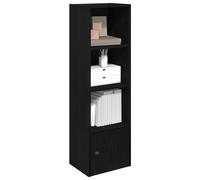 Bookcase Slim Black Oak 31x24x102 cm Engineered Wood Storage Cabinet with Doors