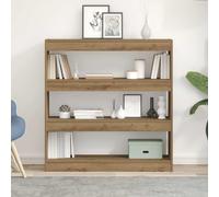 Bookcase Slim Vertical Engineered Wood Artisan oak 100x30x103 cm Storage Shelf