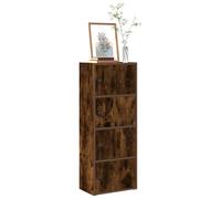 Bookcase Smoked Oak 40x24x102cm Engineered Wood 3-Shelf Door Unit Slim Storage