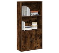 Bookcase Smoked Oak 60x24x120cm Engineered Wood 2 Shelves 2 Door Storage at Home