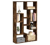 Bookcase Smoked Oak 72x20x120.5cm Engineered Wood 8-Compartment Geometric Shelf.
