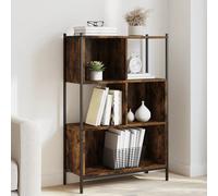 Bookcase Smoked Oak 72x28x109 cm Engineered Wood & Powder-Coated Steel Shelf Pro