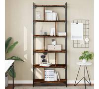 Bookcase Smoked Oak 76x32x192cm Engineered Wood & Metal Industrial Shelf-Tall UK