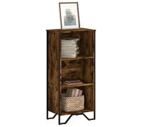 Bookcase Smoked Oak Engineered Wood 50x31x106 cm 3-Shelf Metal Legs Compact Slim