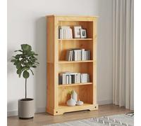 Bookcase Solid ed Pinewood 80x29x150cm Brown 4-Shelf Unit Tall Corona