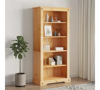 Bookcase Solid Waxed Pinewood Brown 80x40x170cm 5-Shelf Mexican Corona Tall Eco.