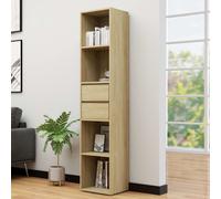 Bookcase Sonoma Oak 36x30x171cm Engineered Wood 4-Shelf Tall Storage with Drawer
