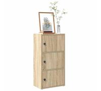 Bookcase Sonoma oak 40x24x77 cm Engineered wood Narrow 3-Shelf Cabinet with Door