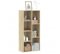 Bookcase Sonoma Oak 50x25x105cm Engineered Wood 7-Shelf Slim Storage Unit Office