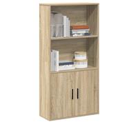Bookcase Sonoma Oak 60x24x120 cm Engineered Wood 2 Shelves 2 Doors Home Storage