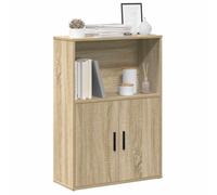 Bookcase Sonoma Oak 60x24x85 cm Engineered Wood 1 Shelf 2 Doors Compact Storage