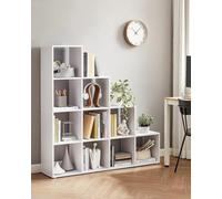 Bookcase Staircase Shelf, 10-Cube Storage Unit, Wooden Display Rack, Free Standing Shelf, Room Divider Step Rack, White, Lbc10Wtv1