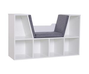 Bookcase Storage W/Particle Board Sponge Linen, 102W x 30D x 61Hcm-White/Grey