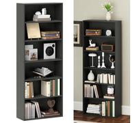Bookcase Tall Slim Narrow Shelving Unit Freestanding Display Storage Black