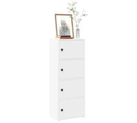 Bookcase White 40x24x102 cm Engineered Wood Storage Cabinet with Door Slim Shelf