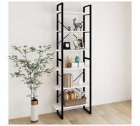 Bookcase White 80x30x210 Engineered Wood & Metal 3-Shelf Tall Storage Units Slim