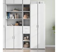 Bookcase White Engineered Wood 30x42.5x185cm Slim Tall 2 Drawers Minimal Modern