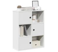 Bookcase White Engineered Wood 60x24x76.5 cm 2-Compartment Slim Storage Cabinet