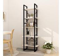 Bookcase White Pinewood Metal 60x30x175 cm 5-Tier Shelf Unit Industrial Compact