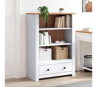Bookcase White Solid Pine Wood 80x35x110 cm 3-Tier Shelves XL with Drawer