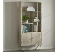 Bookcase - with Cupboard - Hairpin Legs - Gold Geometric Inlay - Light Mango Wood