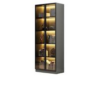 Bookcase with Glass Doors and Storage Shelves for Home Study Display Cabinet