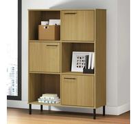 Vidaxl Bookcase With Metal Legs Brown 90X35X128.5 Cm Solid Wood Oslo, Brown