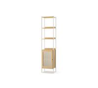 Bookcase with Rattan-Like Door Ebony, Oak Beige + Pearl White / PC Plastic Door