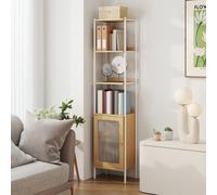 Bookcase with Rattan-Like Door Ebony, Oak Beige + Pearl White / PC Plastic Door
