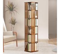 Bookcases 5/6 Tier Corner Bookcase 360° Rotating Bamboo Student Bookshelf Simple Bookshelves Organizer Storage Shelf For Living Room save space